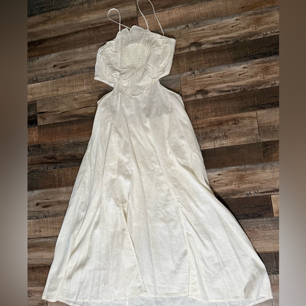 Farm Rio FLOWER TOP MIDI DRESS OFF-WHITE size large NWT - Picture 2 of 7